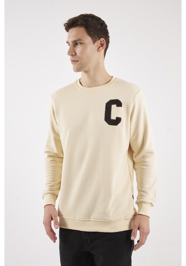 Boston Kırık Beyaz O-yaka Sweatshırt Kırık Beyaz