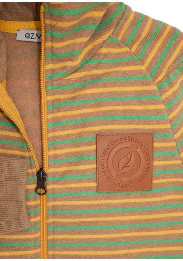 Recycle Pamuk Şardonlu Kapüşonlu Striped Kız Çocuk Ceket 001