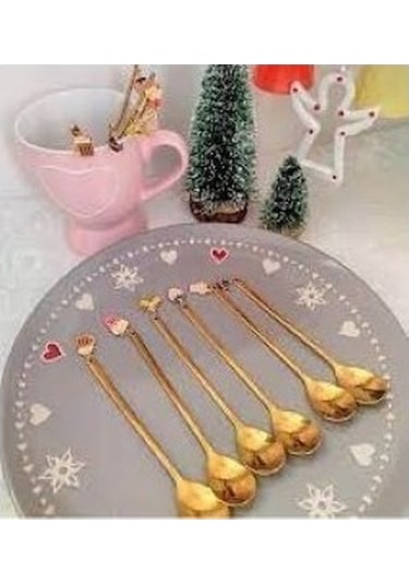 Krd Donut Tatlı Serisi 6 Lı Kaşık Krd-5161 Gold