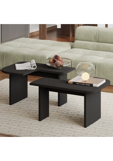 Iris Modüler Orta Sehpa Modern Tasarım, Çok Amaçlı Kullanım Sehpa Ahşap Siyah