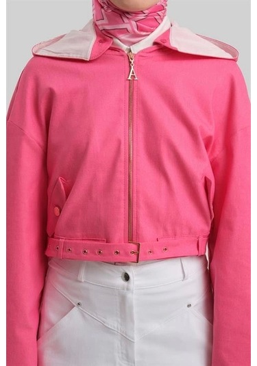 Armine Seyyar Kapüşonlu Ve Kemerli Pamuk Ceket 24y5406 Orkide Pembe