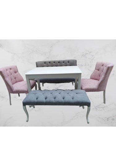 Berjer Çay Set Kayın Lüken Aslan Iskelet Parlak Beyaz Kapitone Dö Abanoz - Beyaz