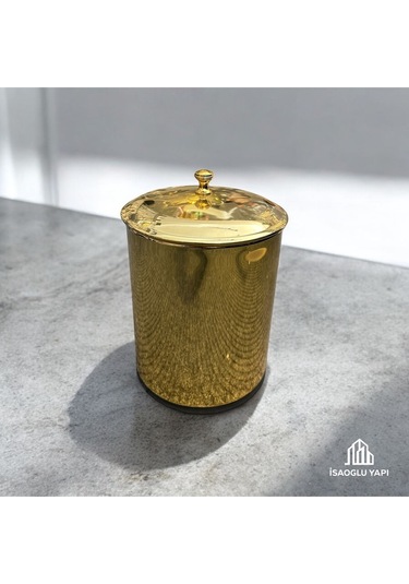 İsaoğlu Yapı Gold Çöp Kovası Vintage Tasarım Gold Premium Banyo Mutfak Kova Gold Altın