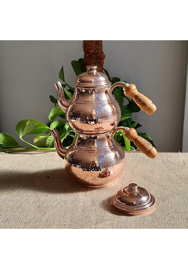Middle Dövme Bakır Çaydanlık