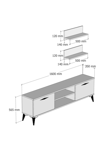 Ferniso Mobilya 160 cm Tv Ünitesi ( Raflı ) Hud-Beyaz
