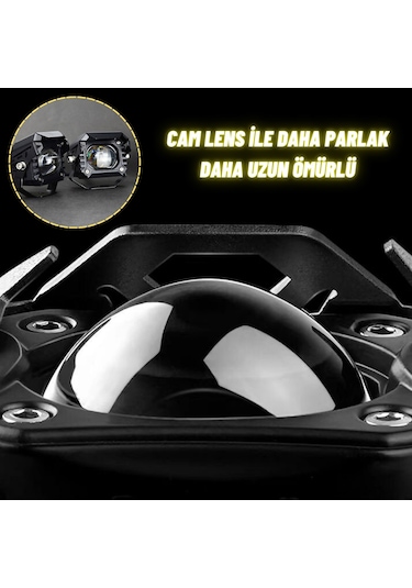 Motosiklet Scooter Led Sis Farı Set Delici Işık Beyaz Sarı Metal Kasa 2 Adet 2 Adet