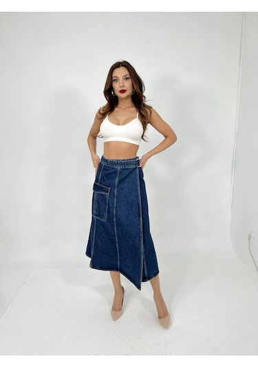 Defymoda 6522 Kot Etek-mavi