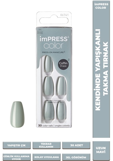İmpress Color Kendinden Yapışkanlı Takma Tırnak Uzun Yeşil