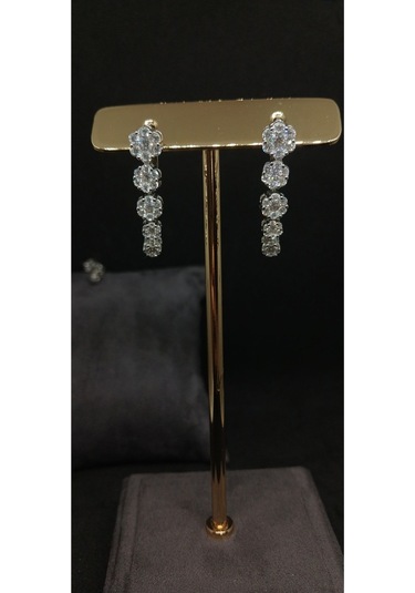 925 Ayar Gümüş Taşlı Çiçek Salkımı Takı Seti - Kolye Ucu, Küpe Ve Yüzük 11,74 Gr. Gümüş