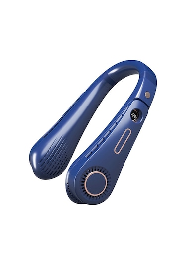 F11 Taşınabilir Usb Şarj Dönen Dijital Ekran Bladess Asma Boyun Fan Pembe