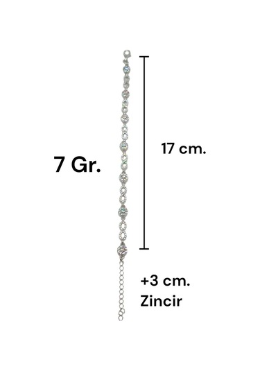 Taşlı Sonsuzluk Ve Çiçek Figürlü Gümüş Bileklik Zarif Ve Işıltılı Tasarım Gümüş