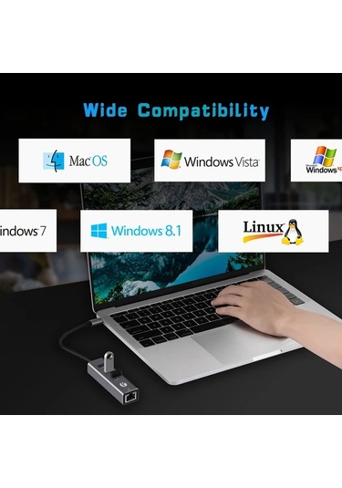 Xuweiwei Portable 311b Vcom Taşınabilir Alüminyum 4ü1 Hub 3x Usb 3.0 5gbps 1000mbps Ethernet Usb Type-c Uyumlu