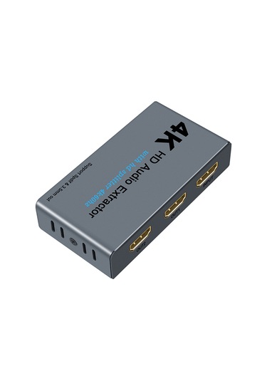 Geeksen E12 4k 60hz Hd Video Dağıtıcı Ve Ses Ayırıcı 2'li 1 - 3.5mm Aux Ve Spdıf Çıkışı, Plug & Play Gri