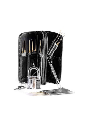 Ximistore9 24 Parçalı Profesyonel Kilit Açma Seti - Şeffaf Kilitli Başlangıç Eğitim Seti
