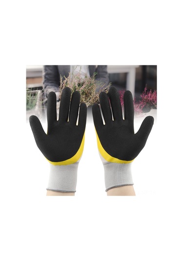 Mufunye Ergonomik Taşınabilir İş Eldiveni - Nemi Emici Pamuklu, Kaymazsız Yastık Deseniyle Bahçe, Ziraat Ve Bakım Çalışmaları İçin Sarı