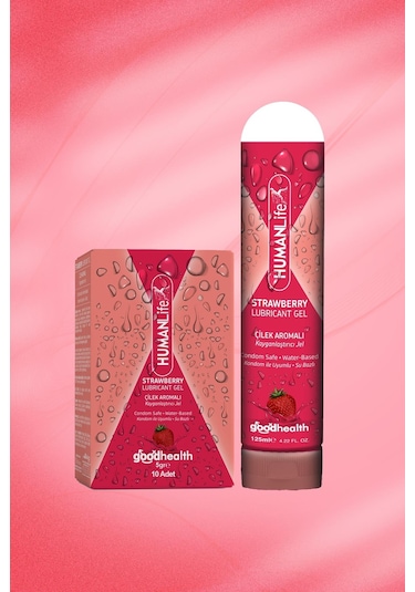 Humanlife Çilek Aromalı Kayganlaştırıcı Jel 125ml + 5gr X 10 Adet
