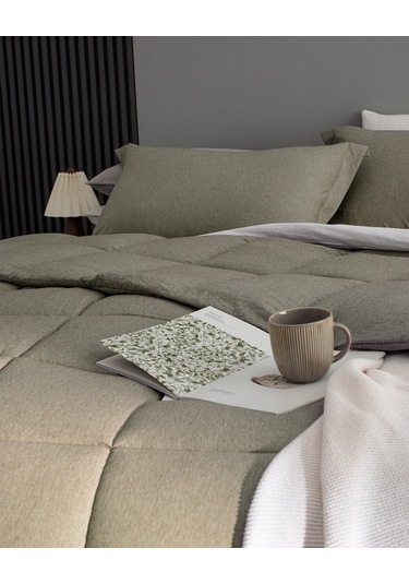 Madame Coco Meleni Tek Kişilik Comforter Set - Haki Çok Renkli