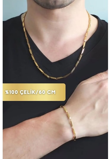 Küp Üçgen Model 1.sınıf Çelik Üzeri Altın Kaplama Kolye Bileklik Altın