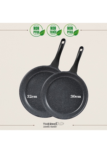 Thermoad Maxi Tava Set 30 Cm - 32 Cm Graneu Serisi Gri Gri