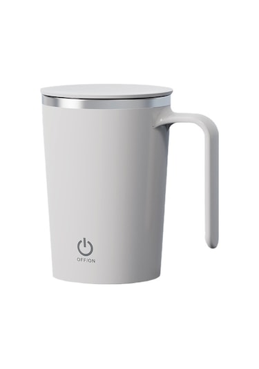 Reedark Stainless Steel Otomatik Manyetik Karıştırıcı Bardak, 380ml Taşınabilir Kahve Fincanı, Temizliği Kolay Portatif Mug Beyaz Beyaz