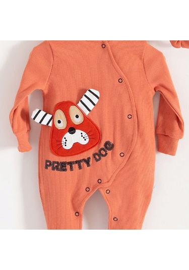 Candar 3-18 Ay Pretty Dog Kız Bebek Tulumu Bandanalı Kiremit Kiremit