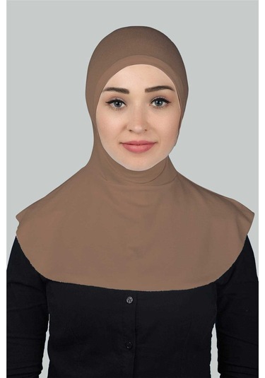 Kadın Tesettür Pratik Boyunluklu Hijab - Sporcu Bone Toprak
