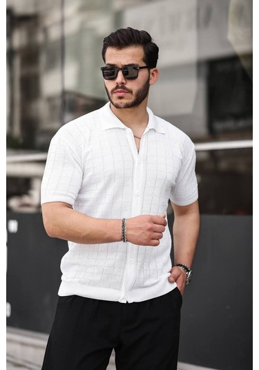 Tex Republic Erkek Beyaz Örme Kumaş Gömlek Beyaz
