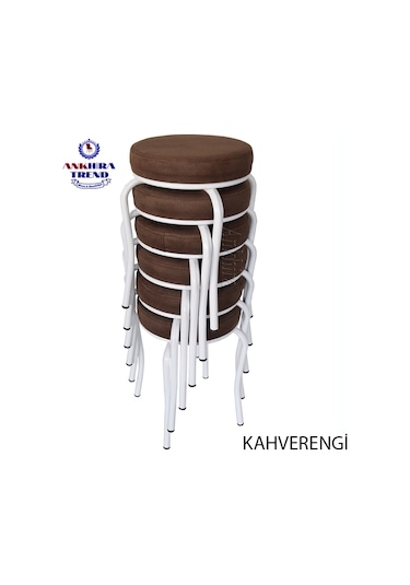 Tabure (Beyaz Ayaklı) ((6 Adet)-Mutfak Balkon Tabur...