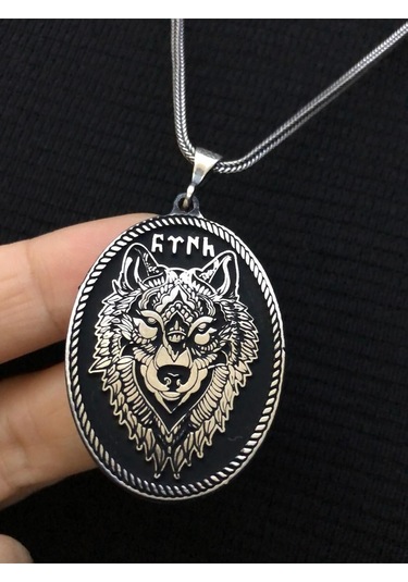 Göktürkçe Türk Yazılı Bozkurt Gümüş Işıklı Kutuda Sevgiliye Eşe Babaya Hediye Kolye