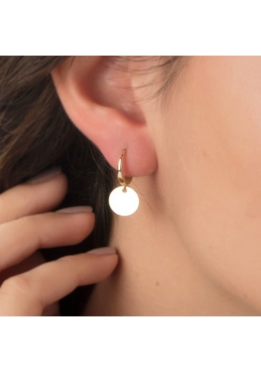 Sembol Gold Pullu Altın Küpe Taşsız