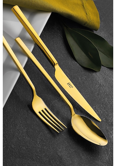 Avcı Klas Titanyum Gold 72 Parça Çatal Kaşık Bıçak Takımı