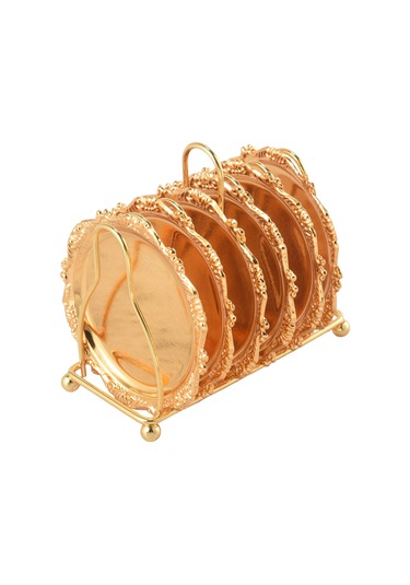 Xurunkeji Seri 6 Parça Roller Coaster Yaratıcı İçecek Coaster Dekoratif Çerçeve Kaymaz Metal Coaster Masaüstü Ekranı Direk Çerçeve, Mutfak, Sehpa Dekorasyonu Altın Altın