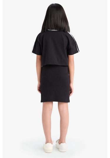 DeFacto Kız Çocuk Bisiklet Yaka Fitilli Kaşkorse Baskılı Kısa Kollu Elbise D2339A825SMBK81 Siyah DeFacto Kız Çocuk Bisiklet Yaka Fitilli Kaşkorse Baskılı Kısa Kollu Elbise D2339A825SMBK81 Siyah