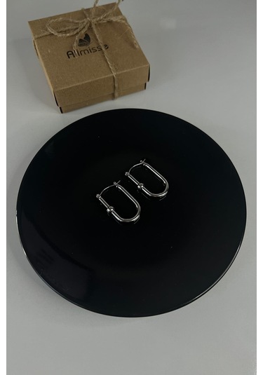 Silver Kaplama Düz Çelik Küpe Silver