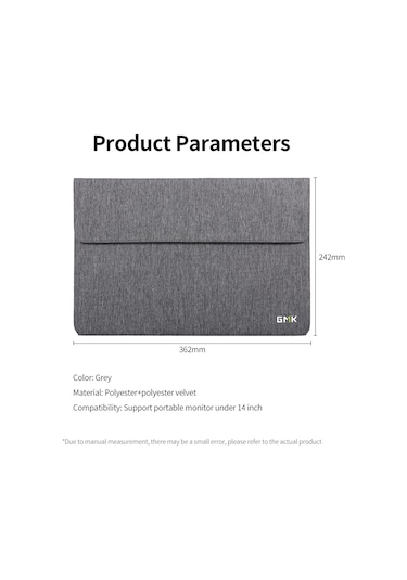 Yifomall Gmk Km2 14 İnç Altı Taşınabilir Monitör Çantası - Gri Polyester+ketencik Materyal - Taşınabilir Ve Hafif Ekran Koruma Çantası Gri