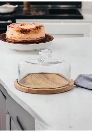 The Mia Madera Yuvarlak Kek Saklama Fanusu 18x30x30 Cm