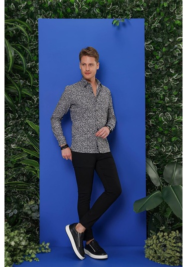 G 1541 Slim Fit Siyah Klasik Gömlek Siyah