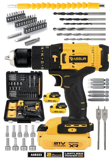 Assur ASR222 21V Çift Akülü 13 MM Darbeli Akülü Vidalama Sarı