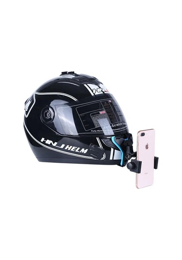Prepare Kask Alt Çene Bağlantı Aparatı Ve Kayışı Aksiyon Kamera Ve Telefon Tutucu Set Mavi - Siyah
