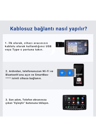 Embatech 2in1 Kablosuz Android Auto Ve Carplay Adaptörü Emt-006