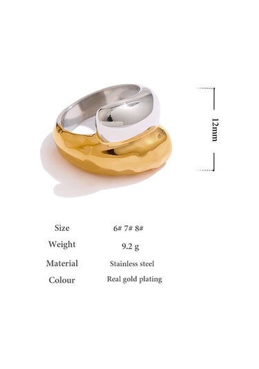 Eetit Paslanmaz Çelik Yüzük Kadın Geometrik Metal Parmak Yüzük 7
