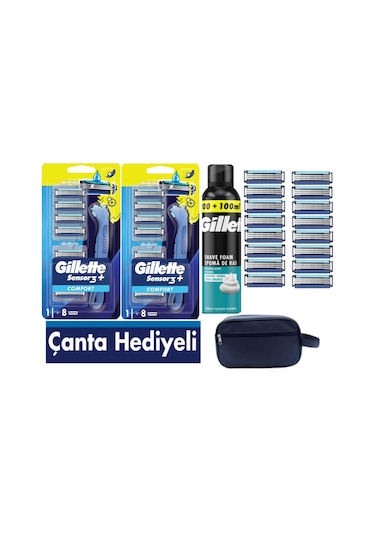 Sensor3 Plus Comfort 2 Makine +16 Adet Yedek Tıraş Bıçağı+ 300 Ml Köpük+çanta