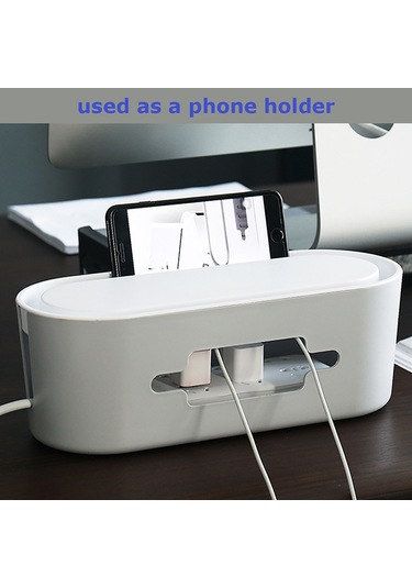 Monyee Büyük Boy Abs Kabloları Düzenleyici Kutusu - Ev Ofis Masaüstü Güç Tabanı Saklama Kutusu, Isı Dağıtımı, Gri-krem