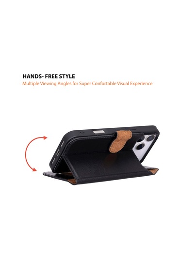 Bloomcase Magic Wallet Obsidian Black iPhone Uyumlu 17 Pro 6.3" Hakiki Deri Çıkarılabilir Cüzdanlı Telefon Kılıfı Siyah
