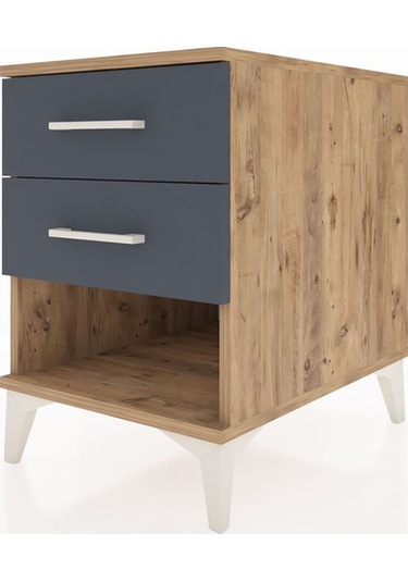 Kronos Komodin 2 Çekmeceli 44x59x64 Çam-antrasit Atlas Çam