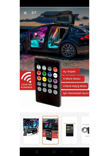 12 Li Ayak Altı Led Kumandalı Sese Duyarlı Çakmaklık Girişli