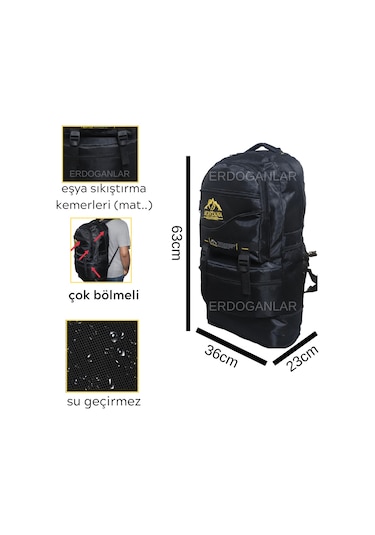 Montana Trekking Sırt Çantası 65 L Siyah