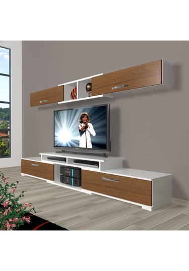 Decoraktiv Flex 5130 Slm Tv Ünitesi Tv Sehpası Beyaz - Ceviz