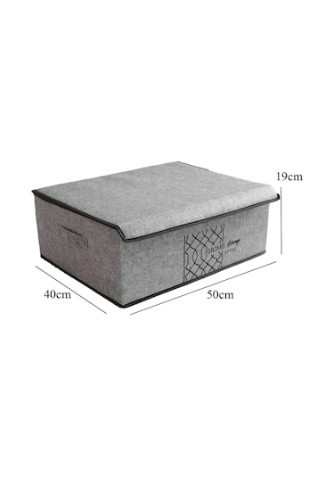 Keçe Kapaklı Çok Amaçlı Baza Kutu Gri 50x40x19cm