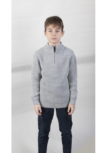 Alexandergardı Dik Yaka Fermuarlı Erkek Çocuk Kazak C23-7108 001